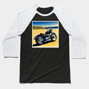 80s Vintage Style Black Cruiser Motorcycle Baseball T-Shirt